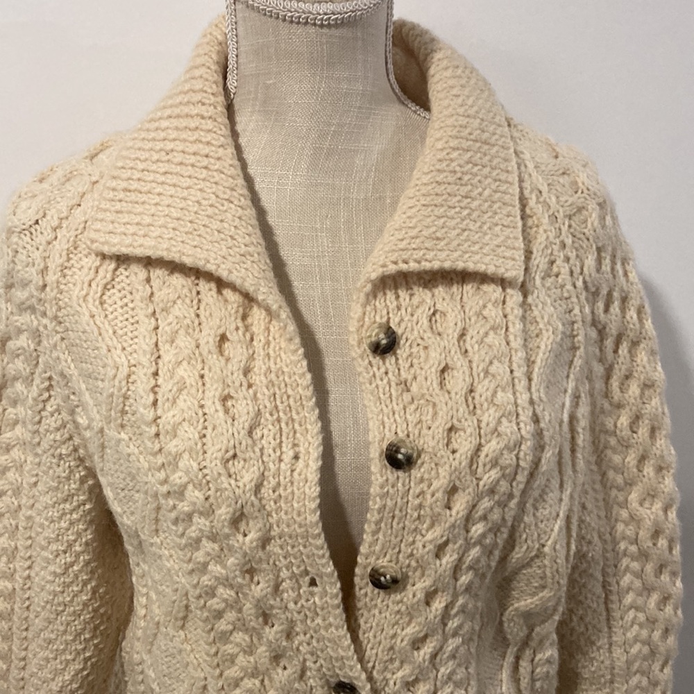 beautiful vintage Quill hand knit Irish wool fisherman’s sweater S? - Picture 6 of 9